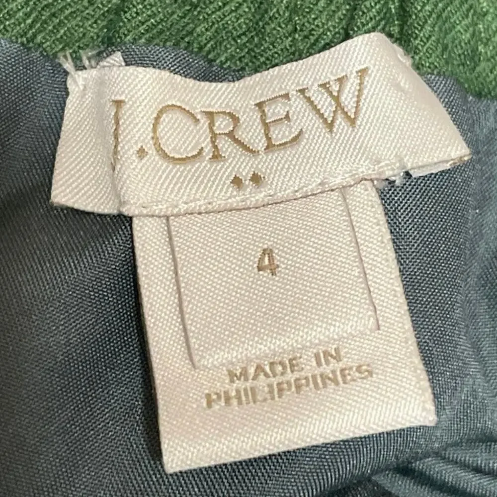 J.Crew Women's Green Wool High Waisted Plated Mini Straight Pencil Skirt Size 4